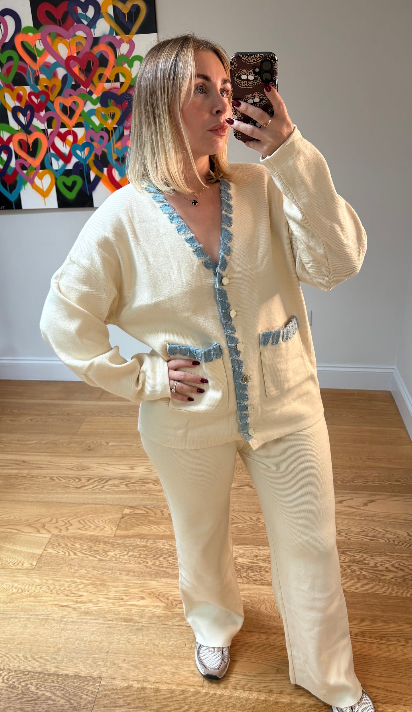 JEAN Oversize Cardigan Co-Ord- Cream