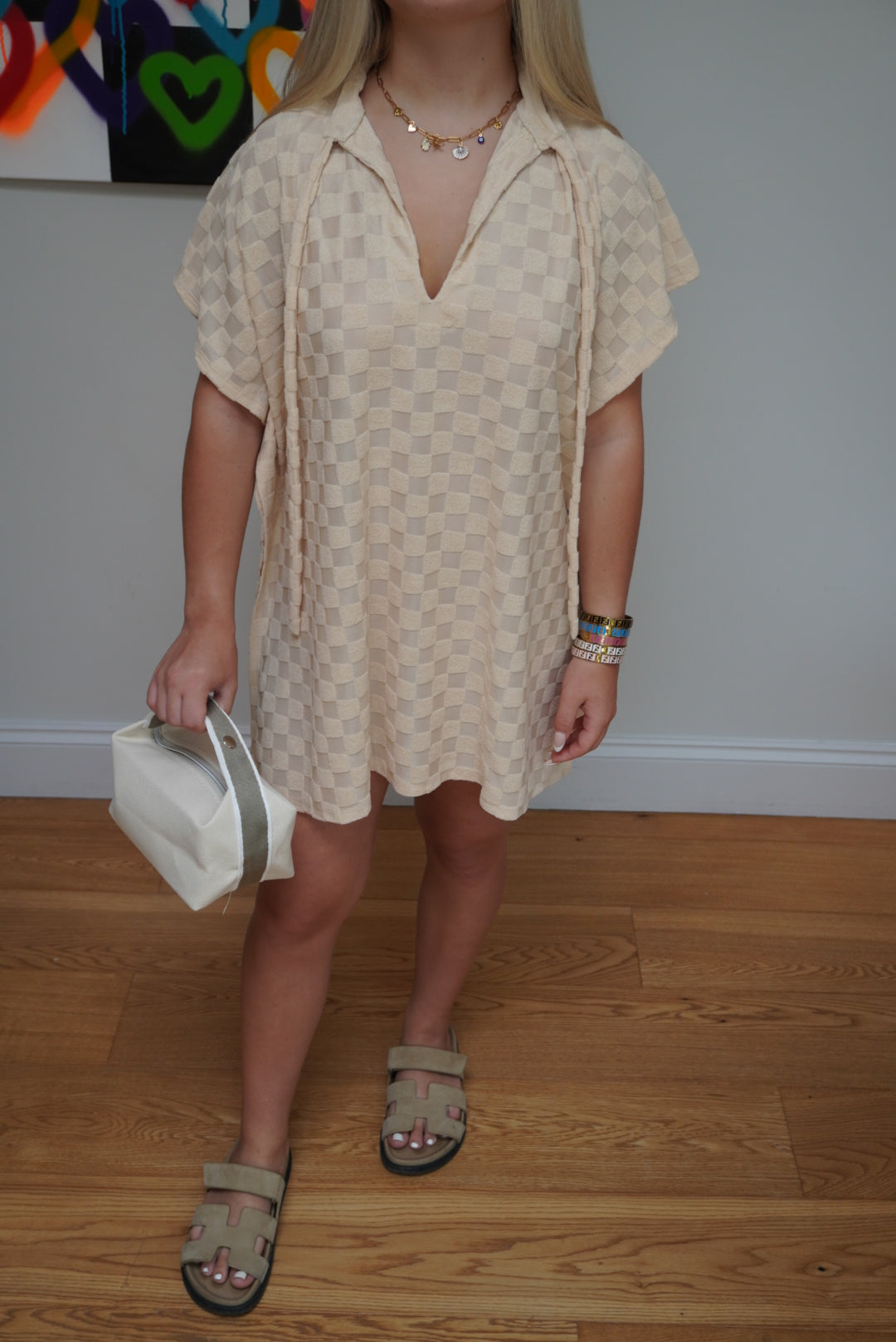 Ibiza Towelling Poncho Coverup - Beige