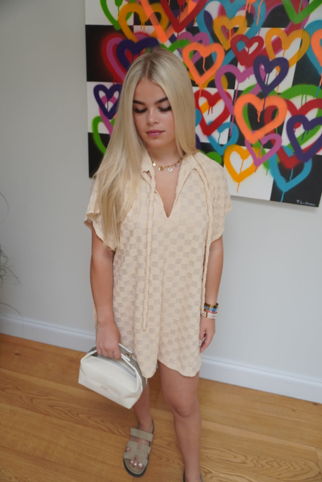 Ibiza Towelling Poncho Coverup - Beige