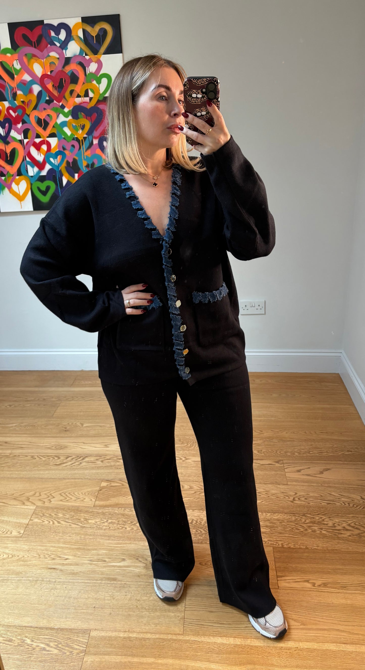 JEAN Oversize Cardigan Co-Ord- Black