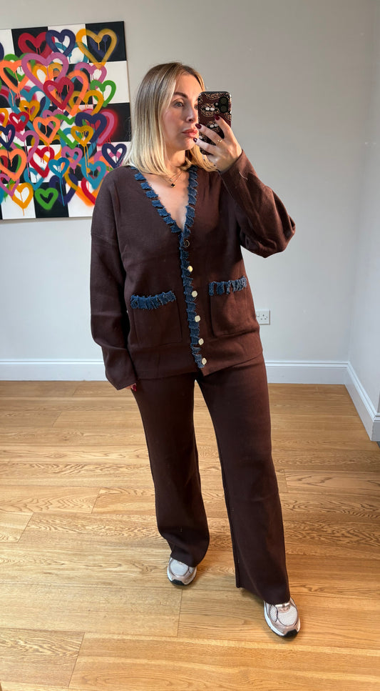 JEAN Oversize cardigan Co-Ord - Brown