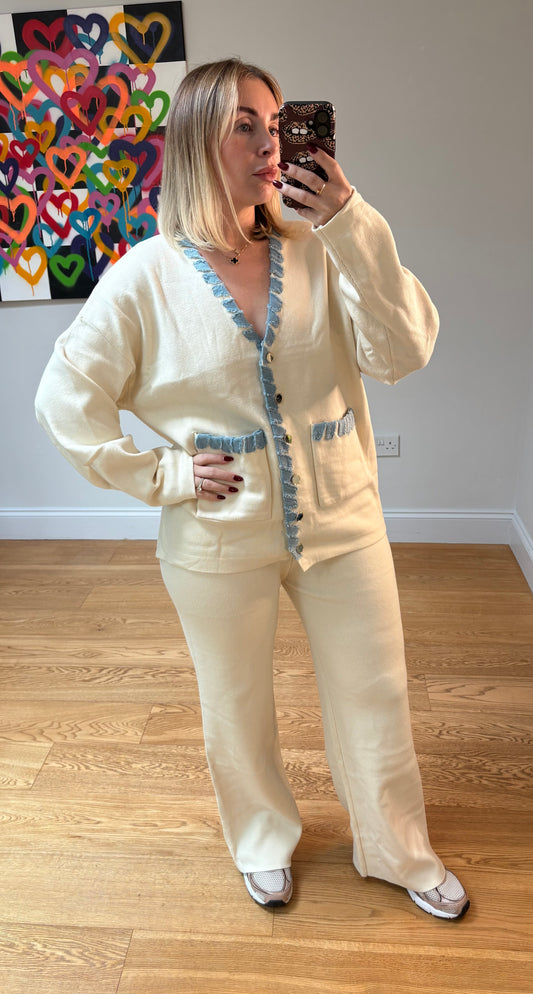 JEAN Oversize Cardigan Co-Ord- Cream