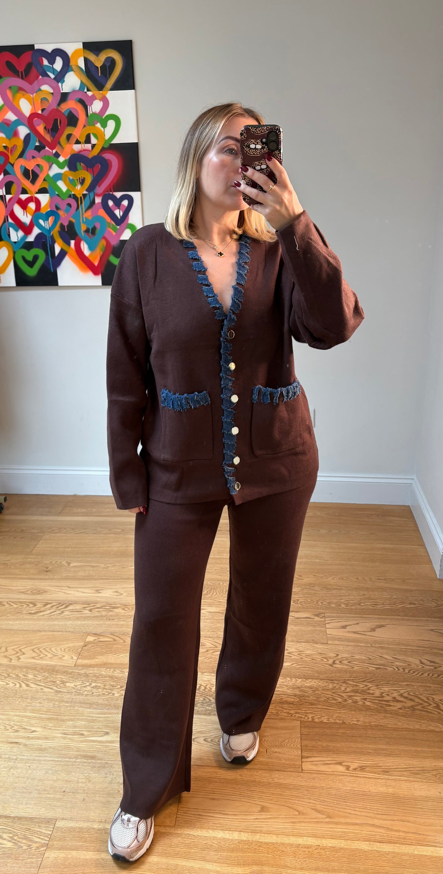 JEAN Oversize cardigan Co-Ord - Brown