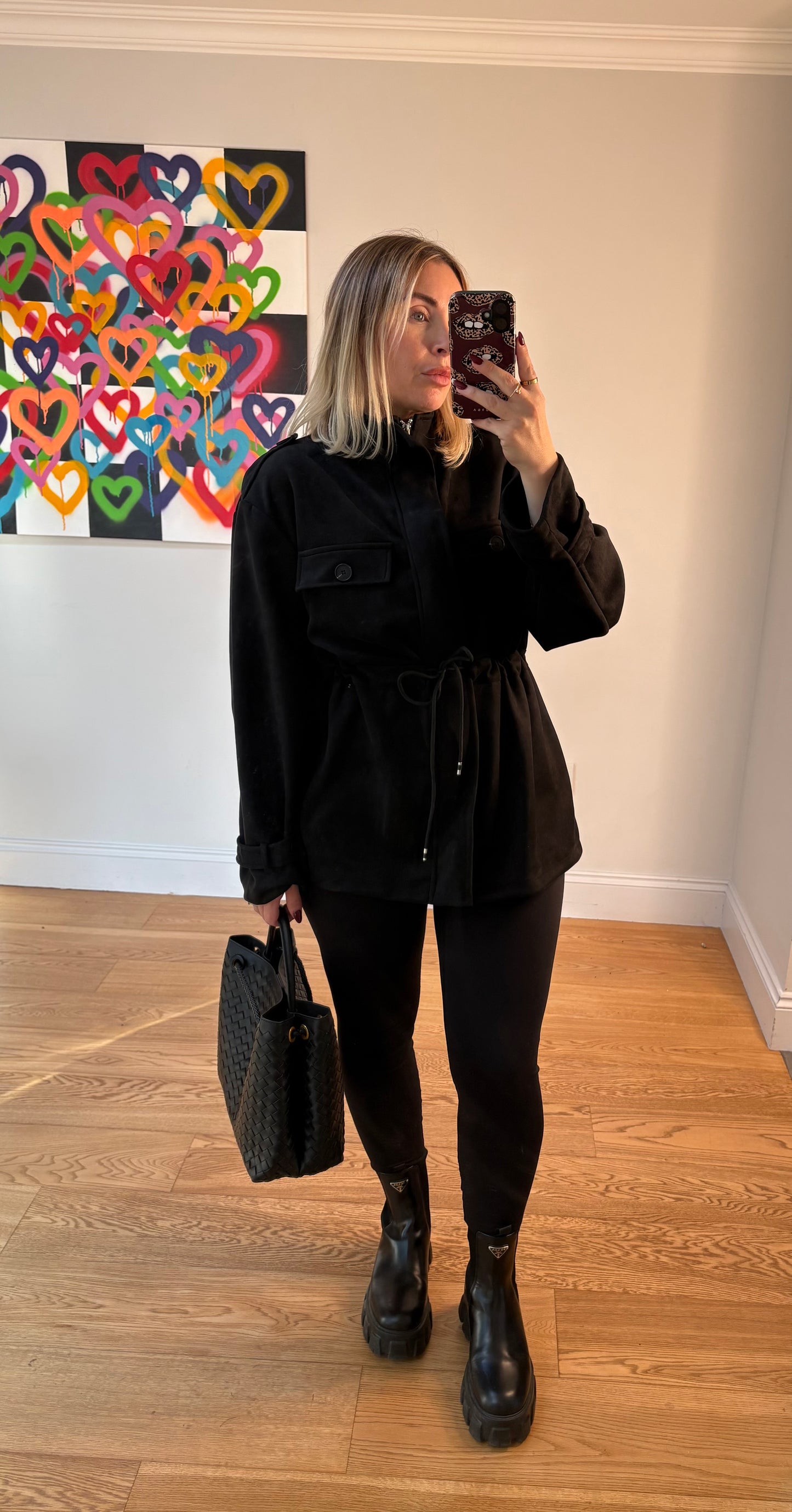 Courtney Faux Suede Jacket- Black