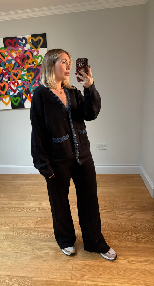 JEAN Oversize Cardigan Co-Ord- Black