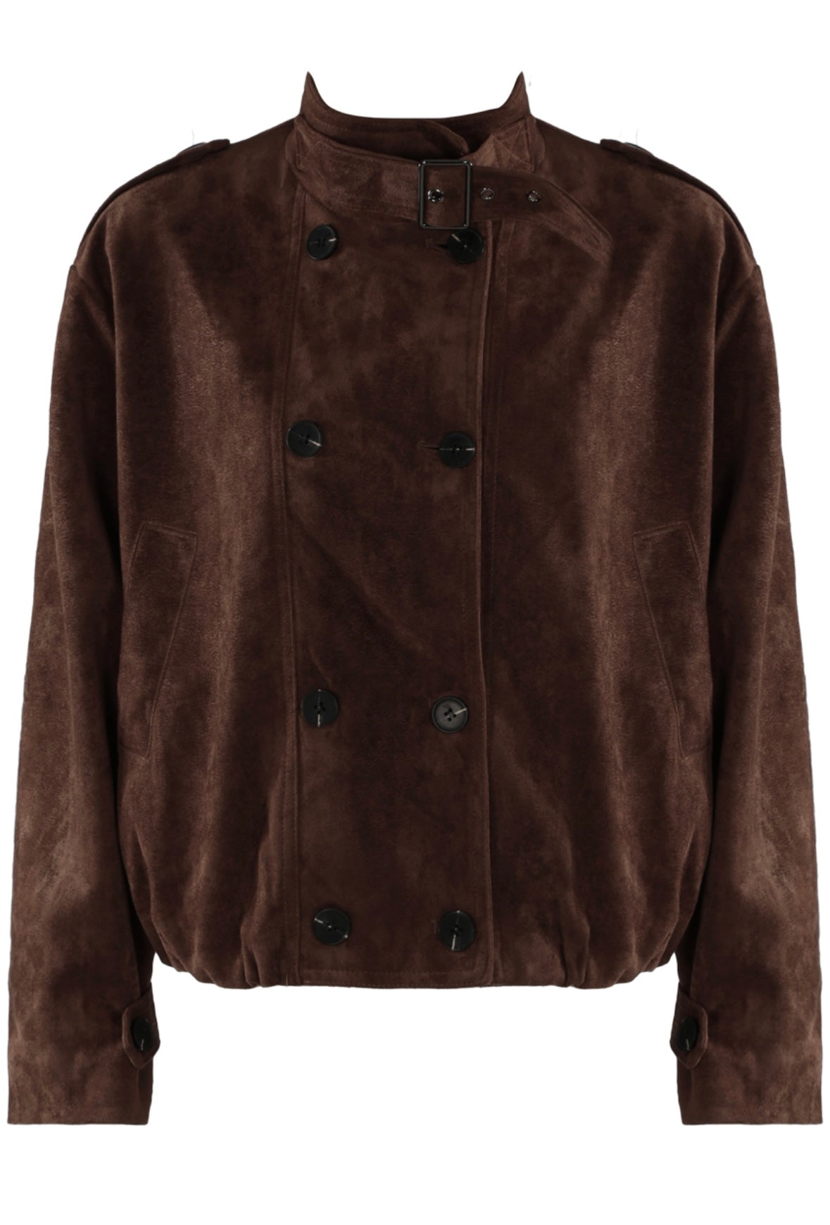 STELLA Faux Suede Bomber Jacket- Chocolate